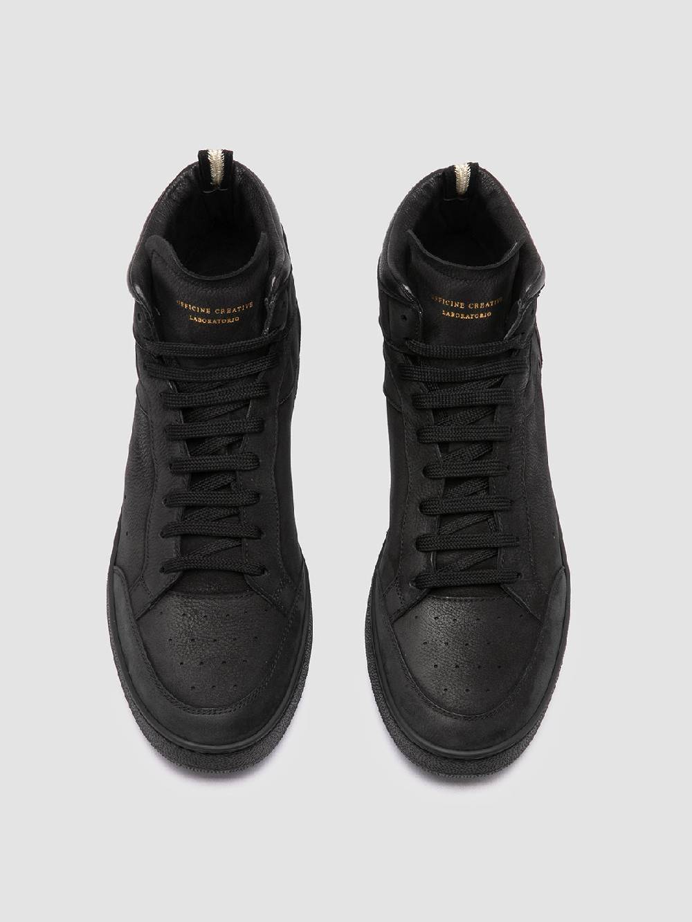 Officine Creative THE ANSWER 004 Sneaker Alte in Camoscio e Pelle Nera Duty-free