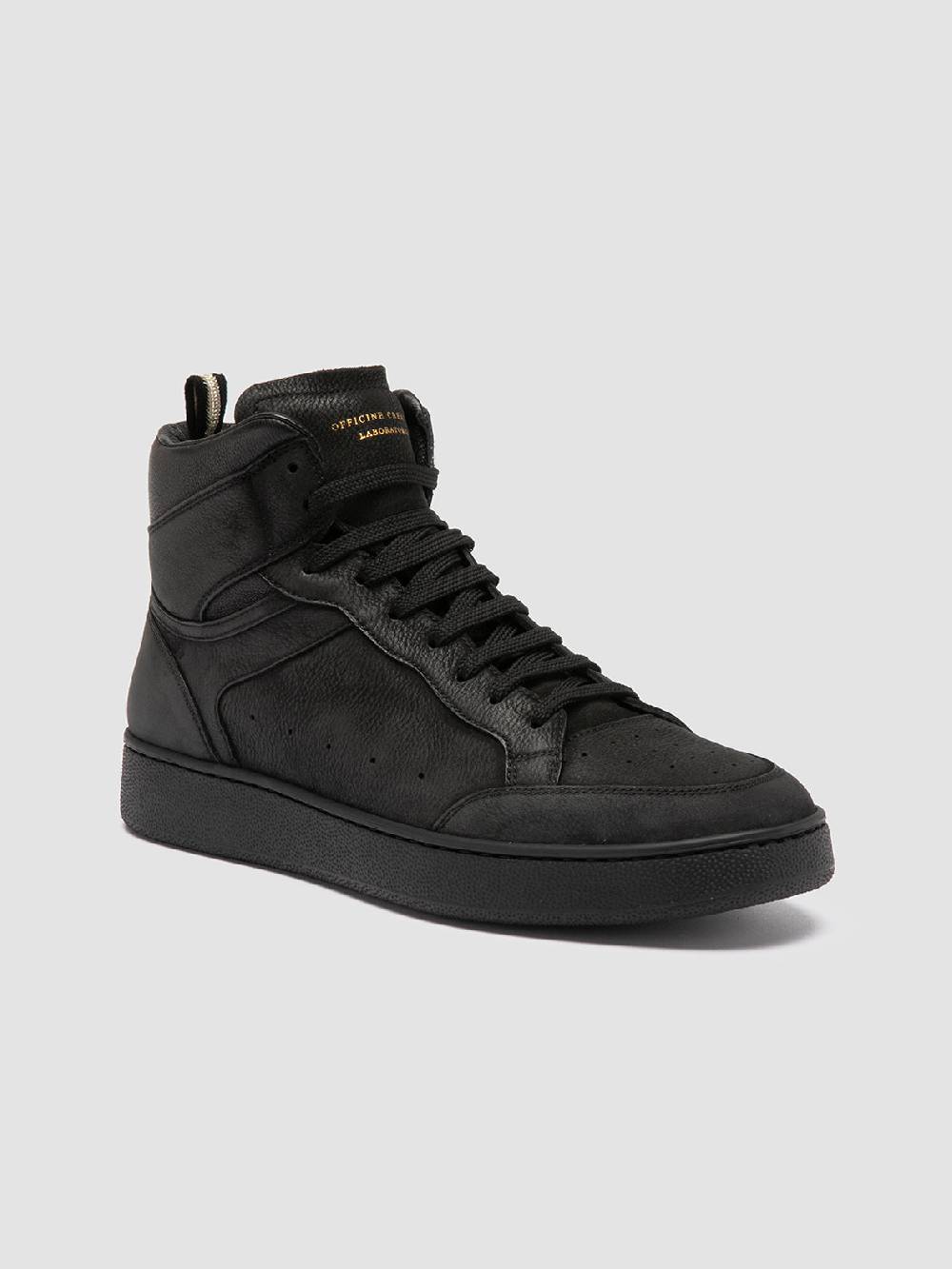 Officine Creative THE ANSWER 004 Sneaker Alte in Camoscio e Pelle Nera Duty-free