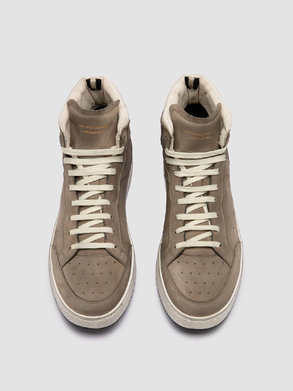Officine Creative THE ANSWER 004 Sneaker Alte in Camoscio e Pelle Tortora 50% di sconto per tempo limitato