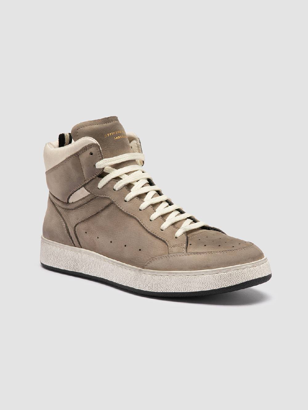 Officine Creative THE ANSWER 004 Sneaker Alte in Camoscio e Pelle Tortora 50% di sconto per tempo limitato
