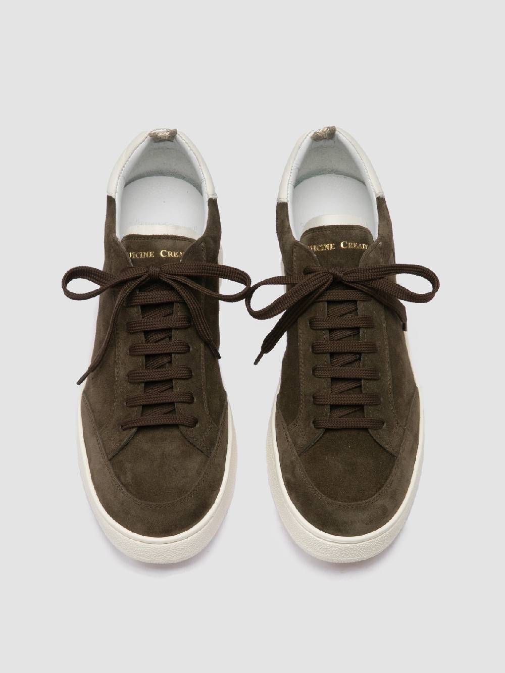 Officine Creative THE DIME 001 Sneaker Basse in Pelle Scamosciata Verde Italy