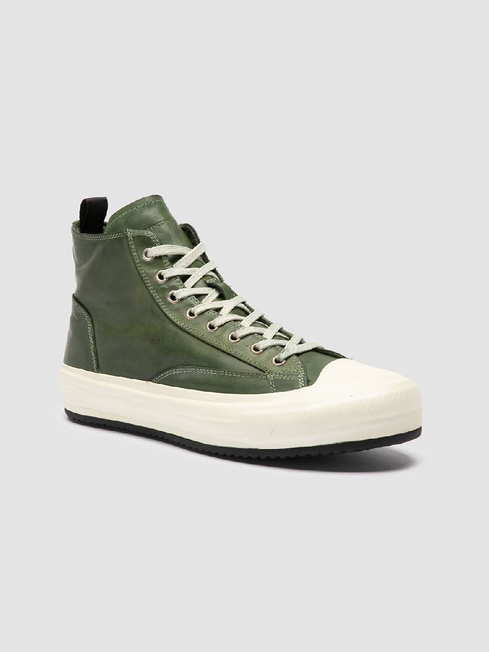 Officine Creative MES DD 002 Sneaker Alte in Pelle Verde Vendita