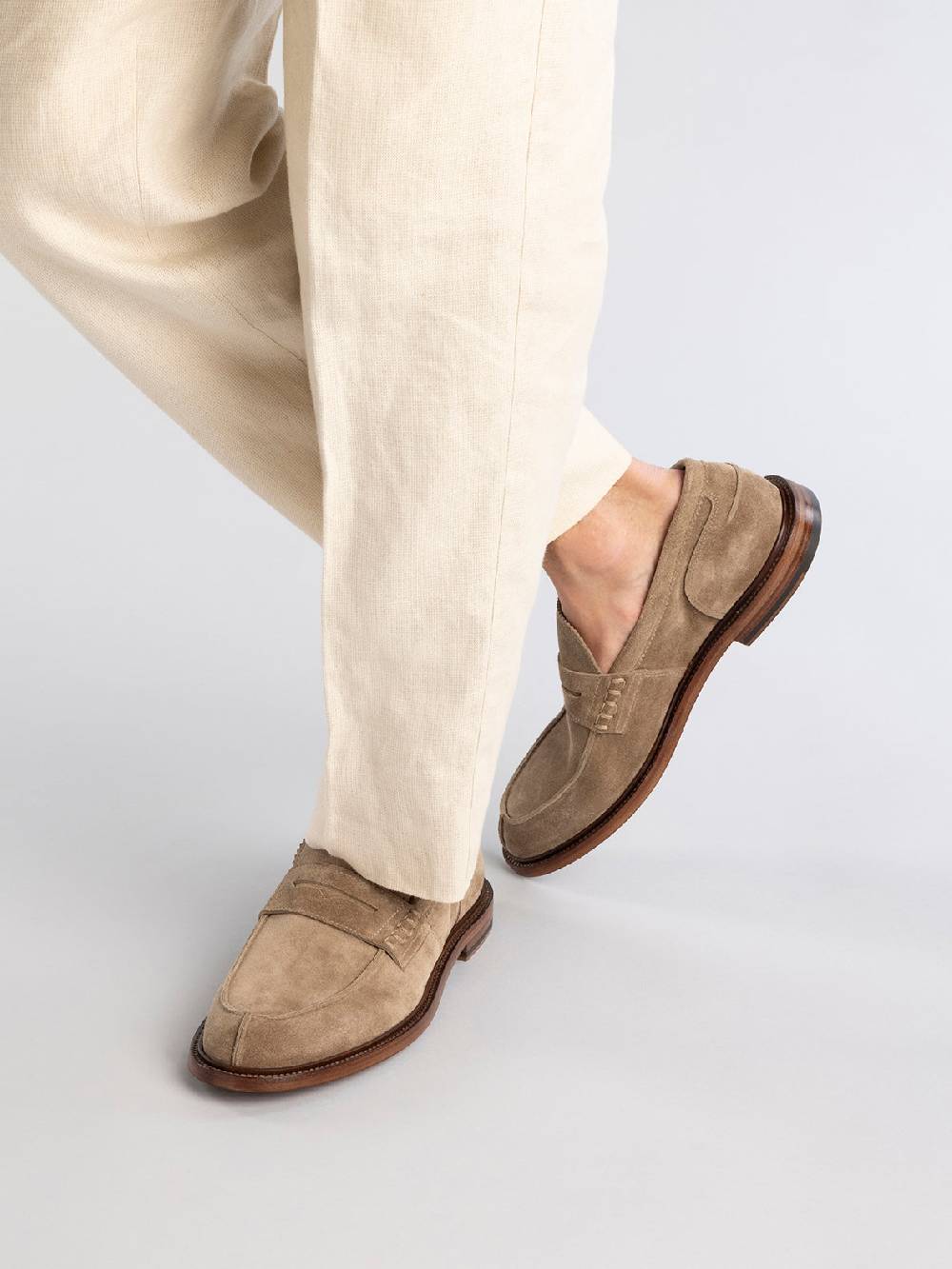 Officine Creative SAX 001 Mocassini Penny in Pelle Scamosciata Marrone Offerta