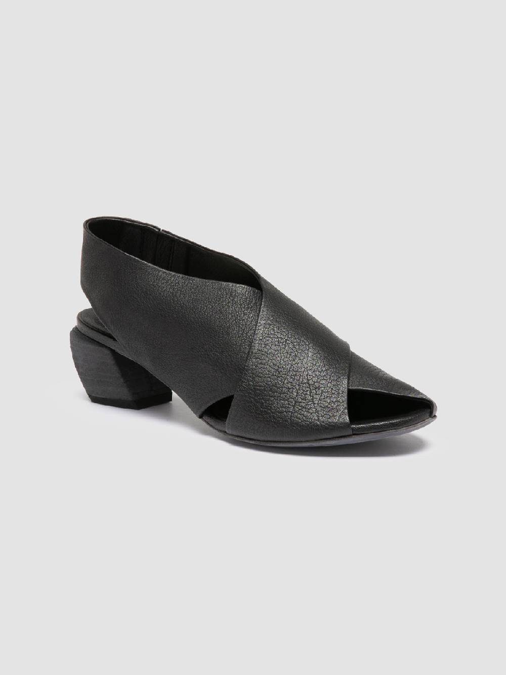 Officine Creative HELYETTE 024 Black Leather Slide Sandals Prezzo di fabbrica