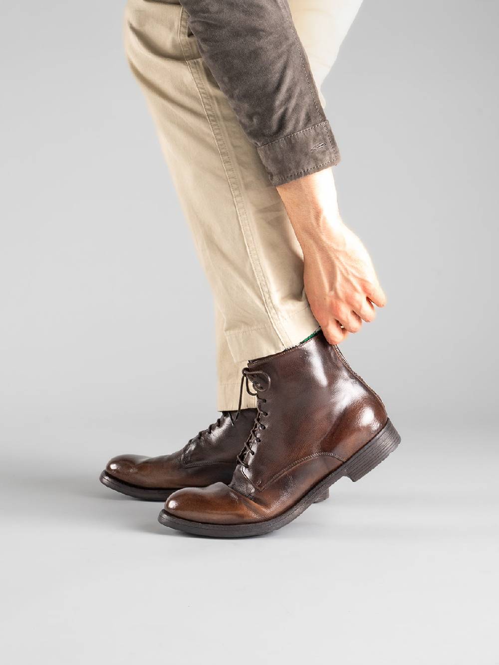 Officine Creative HIVE 016 Stivali in Pelle Marrone Vendite stagionali