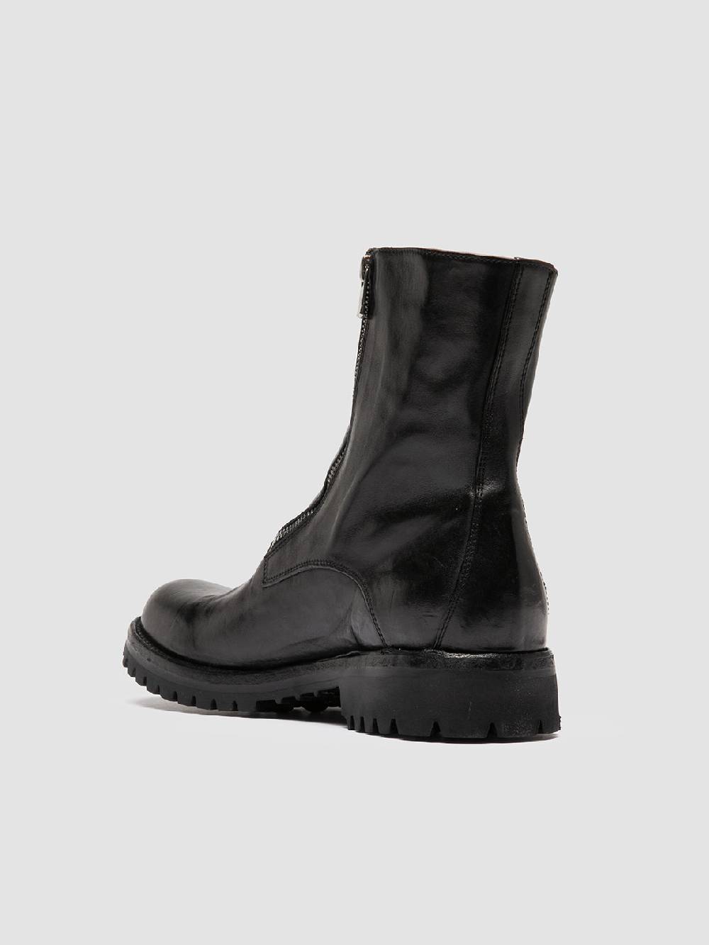 Officine Creative IKONIC 012 Stivali con Zip in Pelle Nera Smaltimento dello stoccaggio
