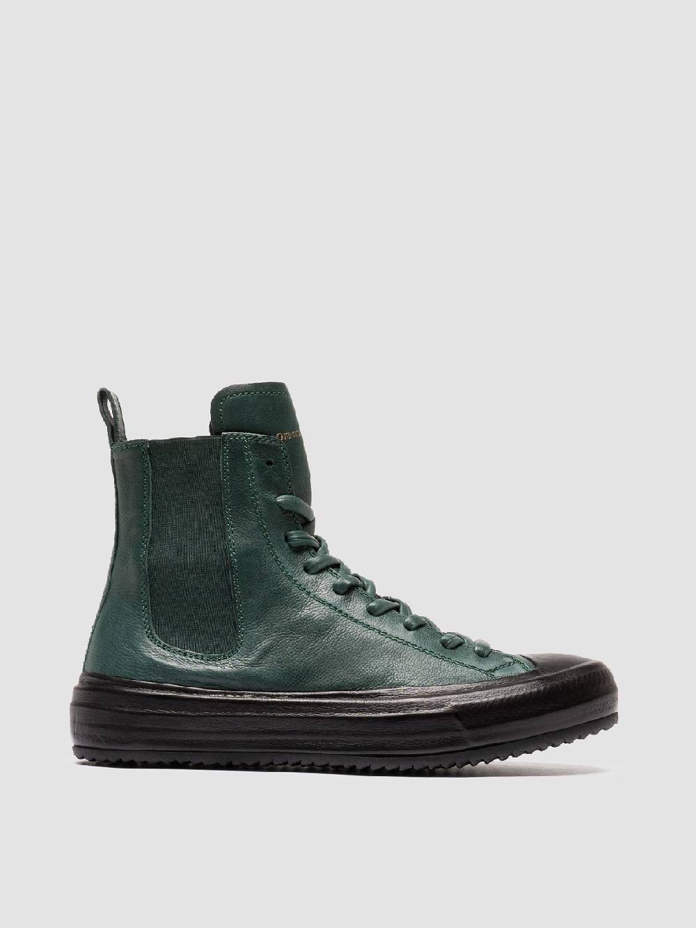 Officine Creative MES 103 Sneaker Alte in Pelle Verde Offerta speciale della fabbrica