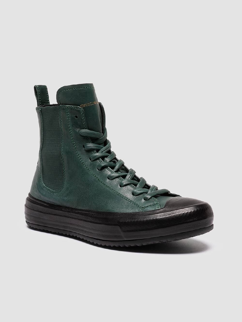 Officine Creative MES 103 Sneaker Alte in Pelle Verde Offerta speciale della fabbrica