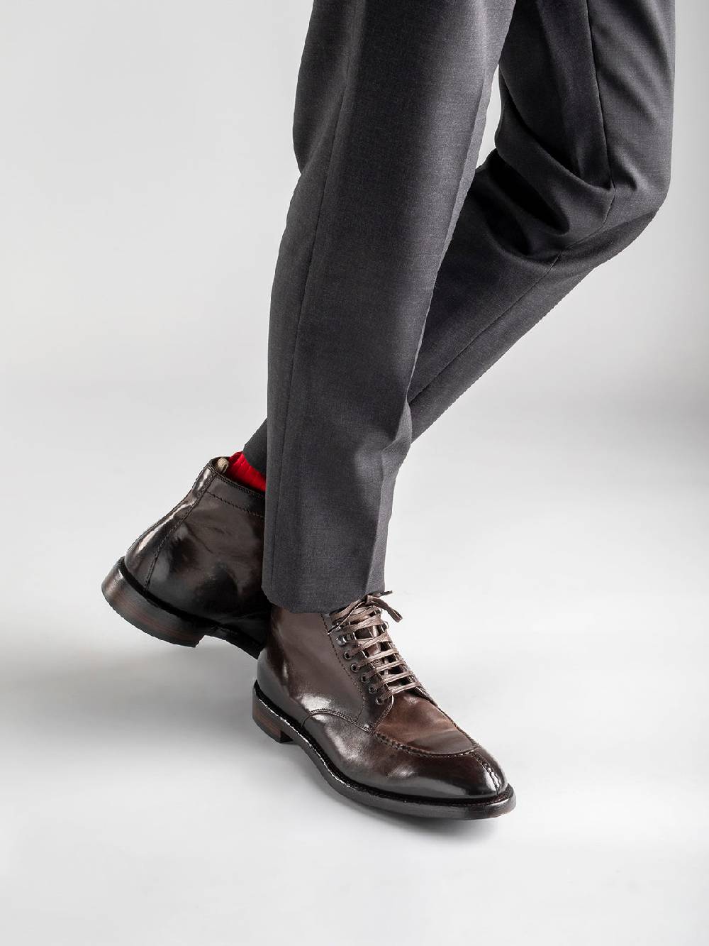 Officine Creative TEMPLE 006 Stivaletti in Pelle Marrone Enormi sconti