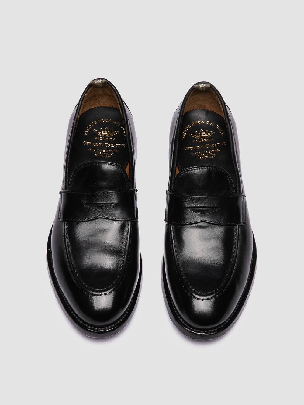 Officine Creative TULANE 002 Mocassini Penny in Pelle Nera In vendita