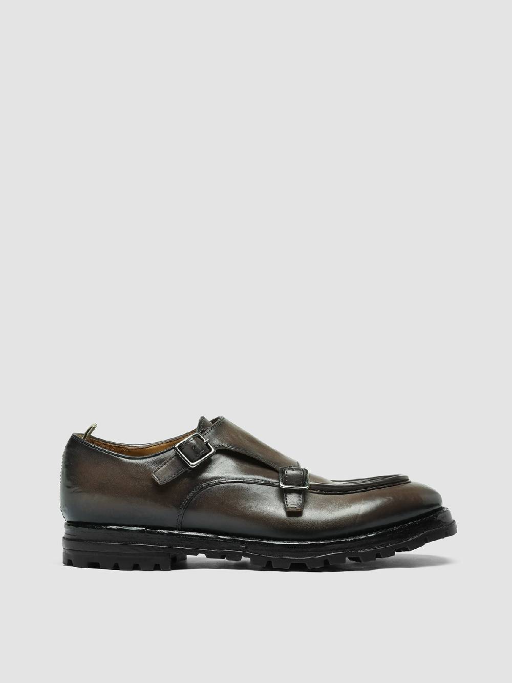 Officine Creative VAIL 012 Gray Leather Monk Shoes Italy