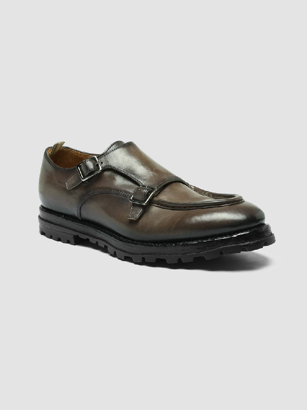 Officine Creative VAIL 012 Gray Leather Monk Shoes Italy