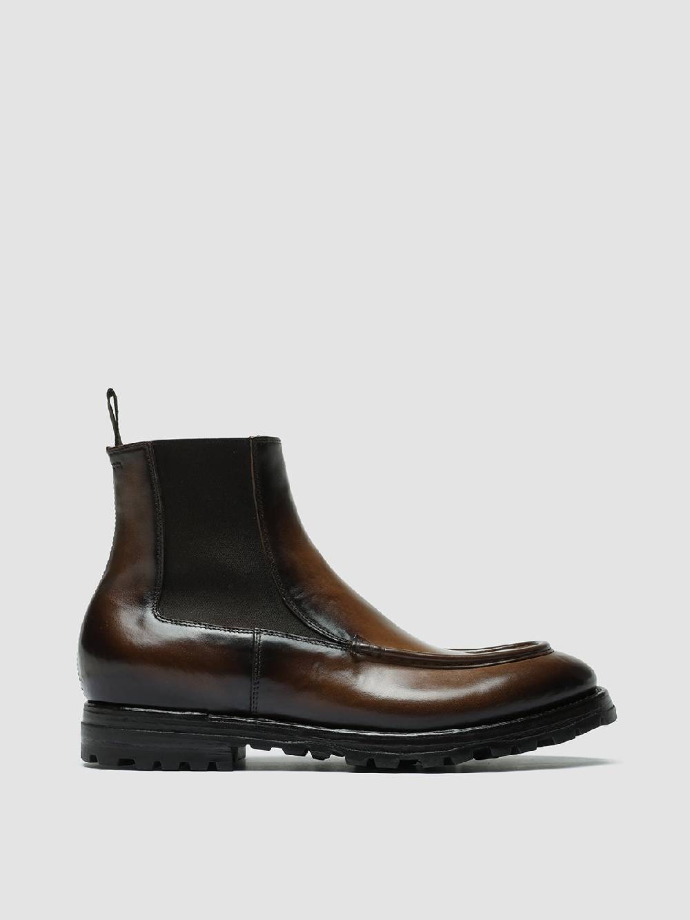 Officine Creative VAIL 017 Stivali Chelsea in Pelle Marrone Italia