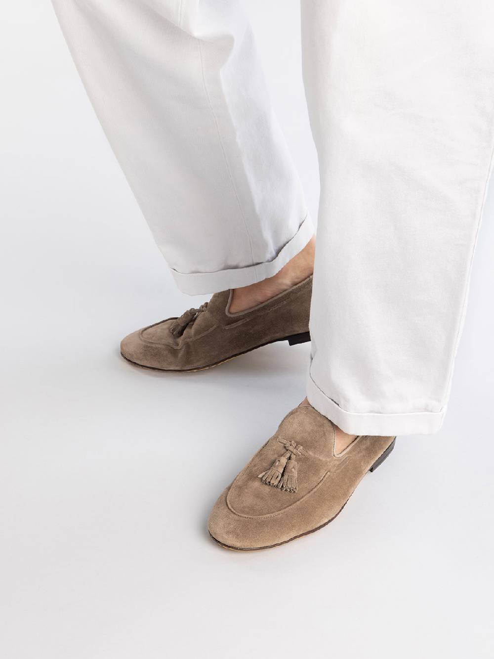 Officine Creative AIRTO 013 Mocassini con Nappine in Pelle Scamosciata Tortora Spedizione Gratuita