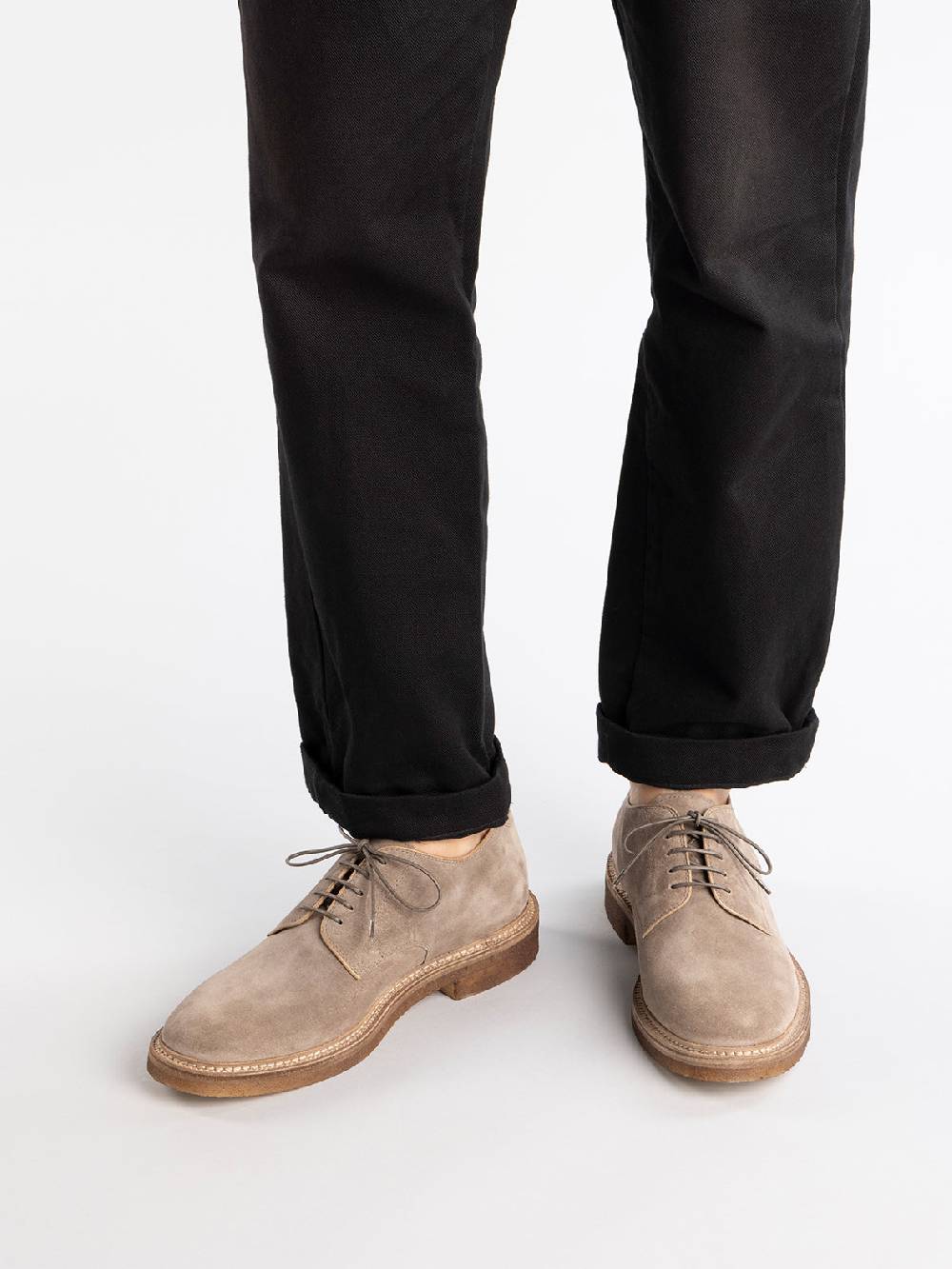 Officine Creative HOPKINS CREPE 115 Scarpe Derby in Pelle Scamosciata Tortora Consegna Veloce