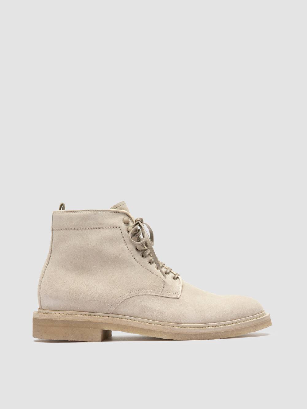 Officine Creative HOPKINS CREPE 116 Stivaletti Stringati in Pelle Scamosciata Avorio
