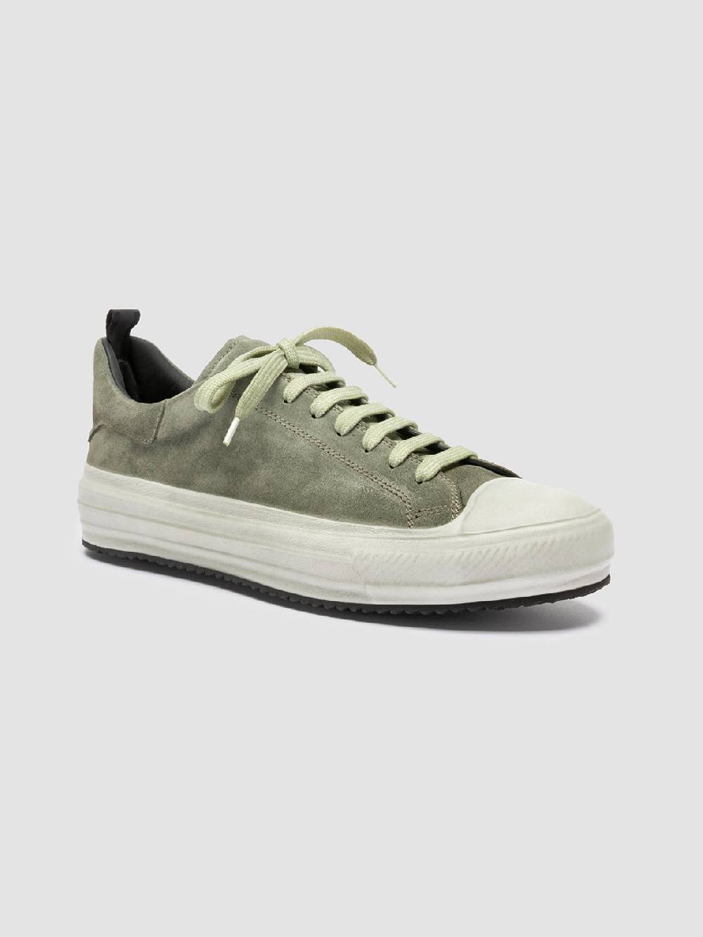 Officine Creative MES 009 Sneakers Basse in Pelle e Suede Verde Economico