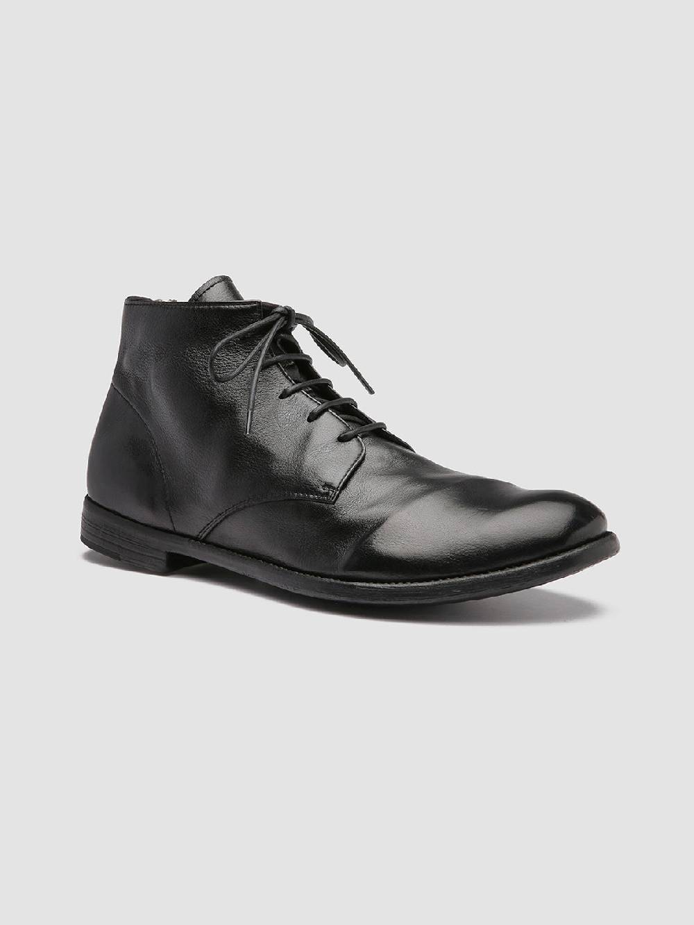 Officine Creative ARC 513 Stivaletti in Pelle Nera Saldi Di Fabbrica