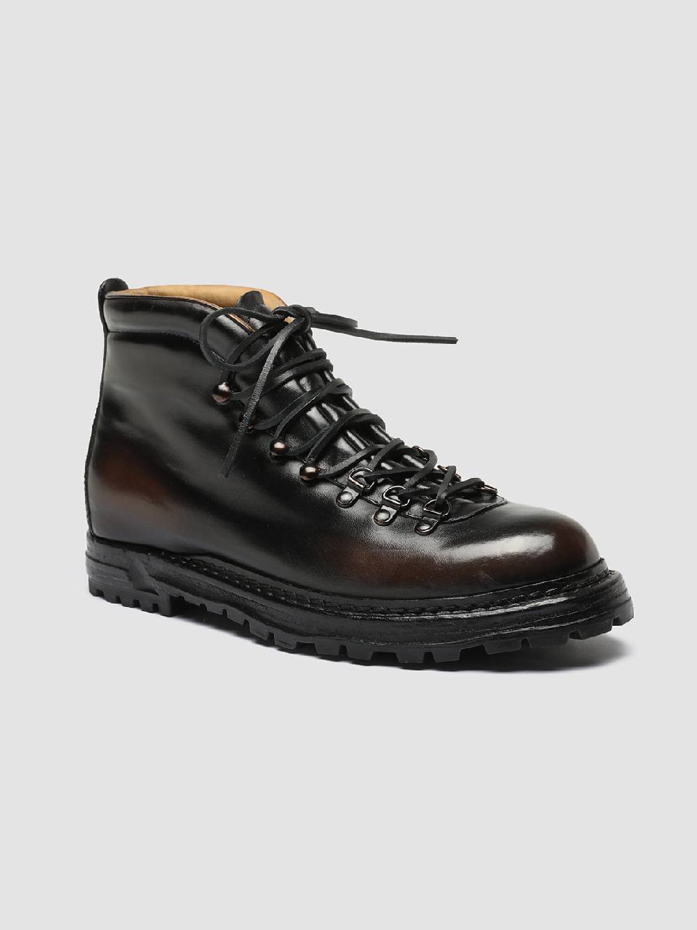 Officine Creative ARTIK 001 Stivali Stringati in Pelle Marrone Prezzo di fabbrica