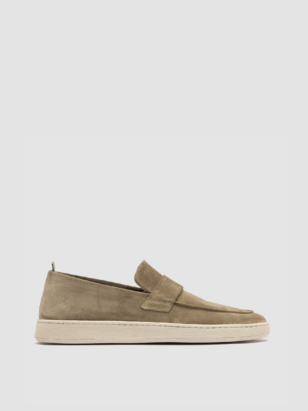 Officine Creative HERBIE 001 Mocassini Penny Loafer in Pelle Scamosciata Tortora