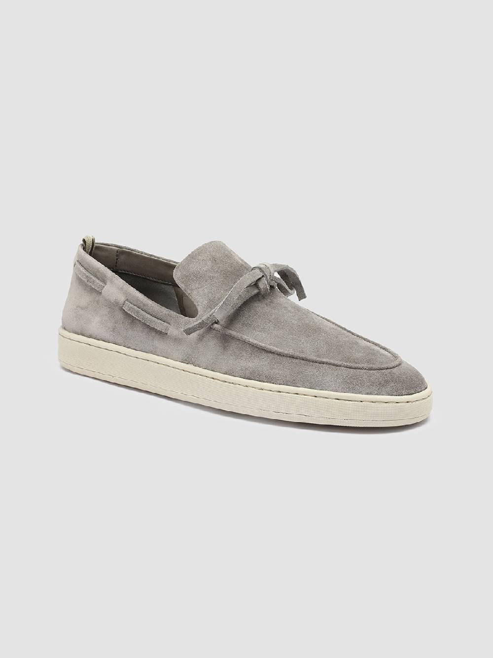 Officine Creative HERBIE 003 Mocassini da barca in Pelle Scamosciata Grigia Online Outlet