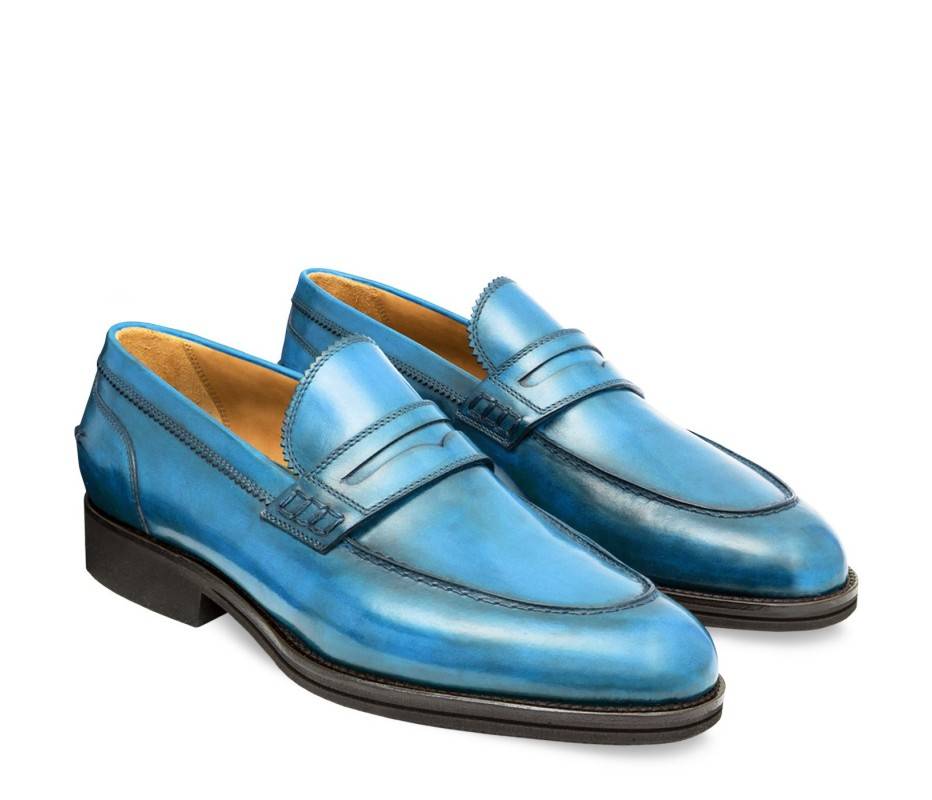 Pakerson MOCASSINO LUCCA PELLE AZZURRO BAY In Linea