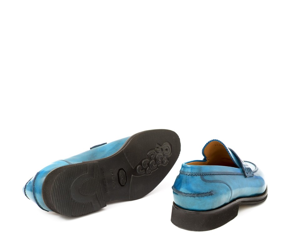 Pakerson MOCASSINO LUCCA PELLE AZZURRO BAY In Linea