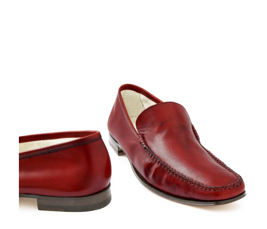 Pakerson MOCASSINO CERRETO PELLE ROSSO BORDEAUX Economico