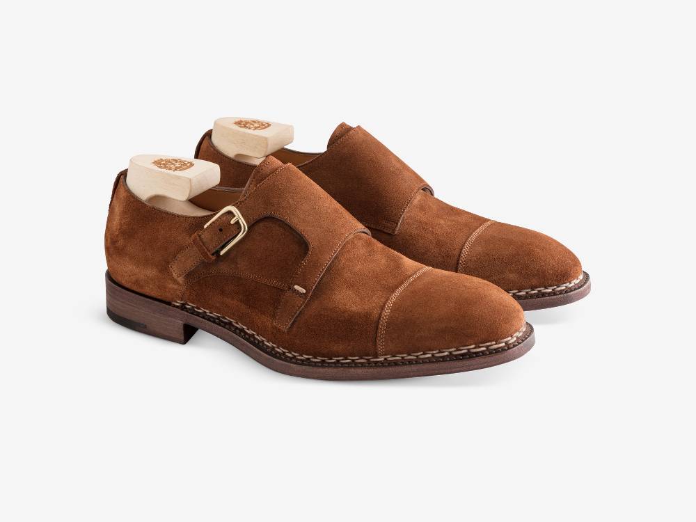 Paolo Sartori Double Monkstrap in Calf Suede Snuff Doppia Fibbia in Vitello Scamosciato Snuff Vendite Flash