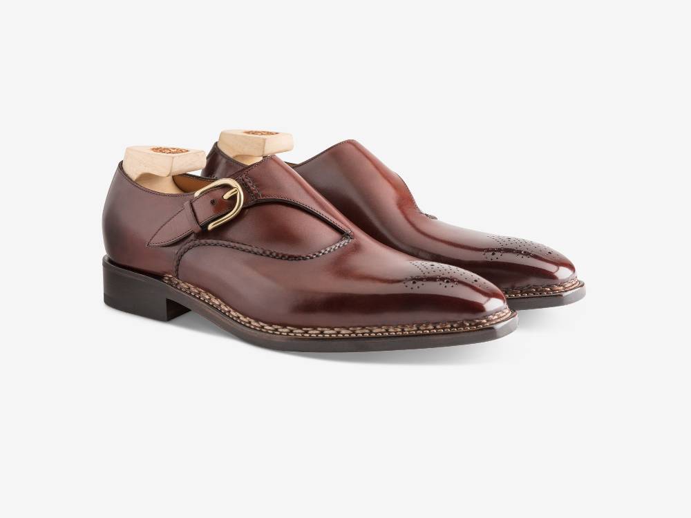 Paolo Sartori Single Monkstrap in Antiqued Positano Leather Mono Fibbia in pelle Anticata Positano Italy