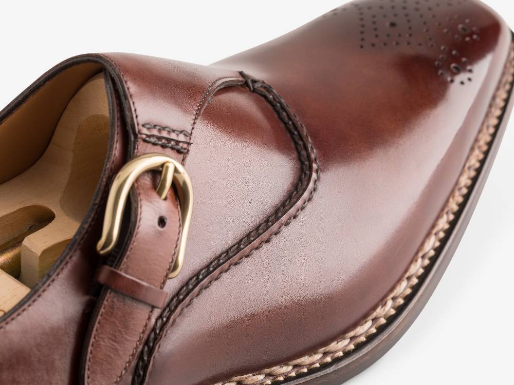 Paolo Sartori Single Monkstrap in Antiqued Positano Leather Mono Fibbia in pelle Anticata Positano Italy