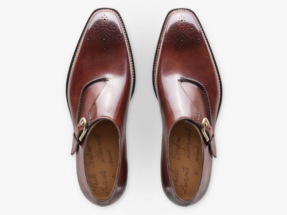 Paolo Sartori Single Monkstrap in Antiqued Positano Leather Mono Fibbia in pelle Anticata Positano Italy