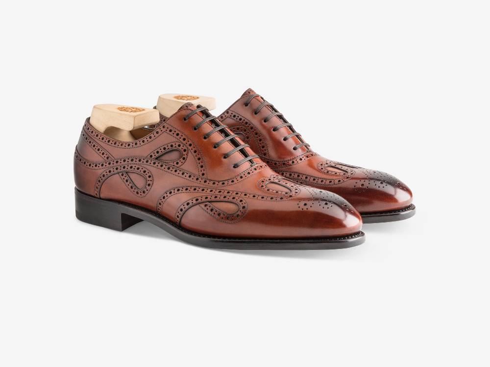 Paolo Sartori Oxford in Antiqued Cognac Leather Oxford in pelle Anticata Cognac Italia