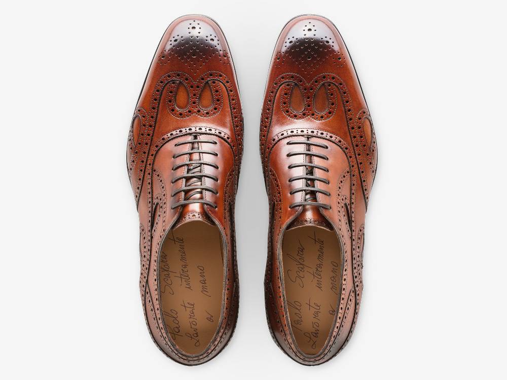 Paolo Sartori Oxford in Antiqued Cognac Leather Oxford in pelle Anticata Cognac Italia