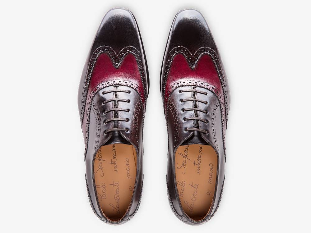 Paolo Sartori Art. 604 Oxford in Pelle Anticata Vietri Bordeaux Black Shopping Online