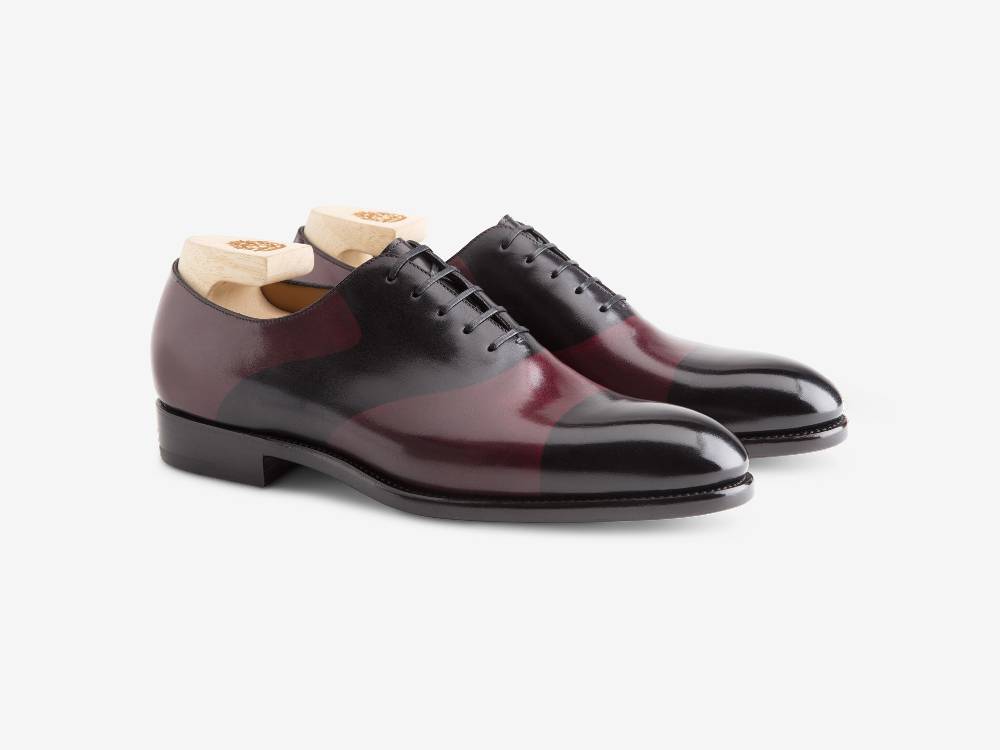 Paolo Sartori ART. 659 Oxford in pelle Dipinta a Mano Bordeaux e Nero Prezzo Ridotto