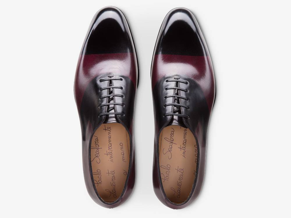 Paolo Sartori ART. 659 Oxford in pelle Dipinta a Mano Bordeaux e Nero Prezzo Ridotto