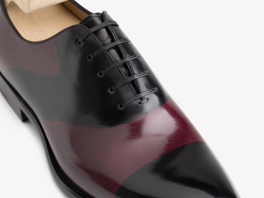 Paolo Sartori ART. 659 Oxford in pelle Dipinta a Mano Bordeaux e Nero Prezzo Ridotto