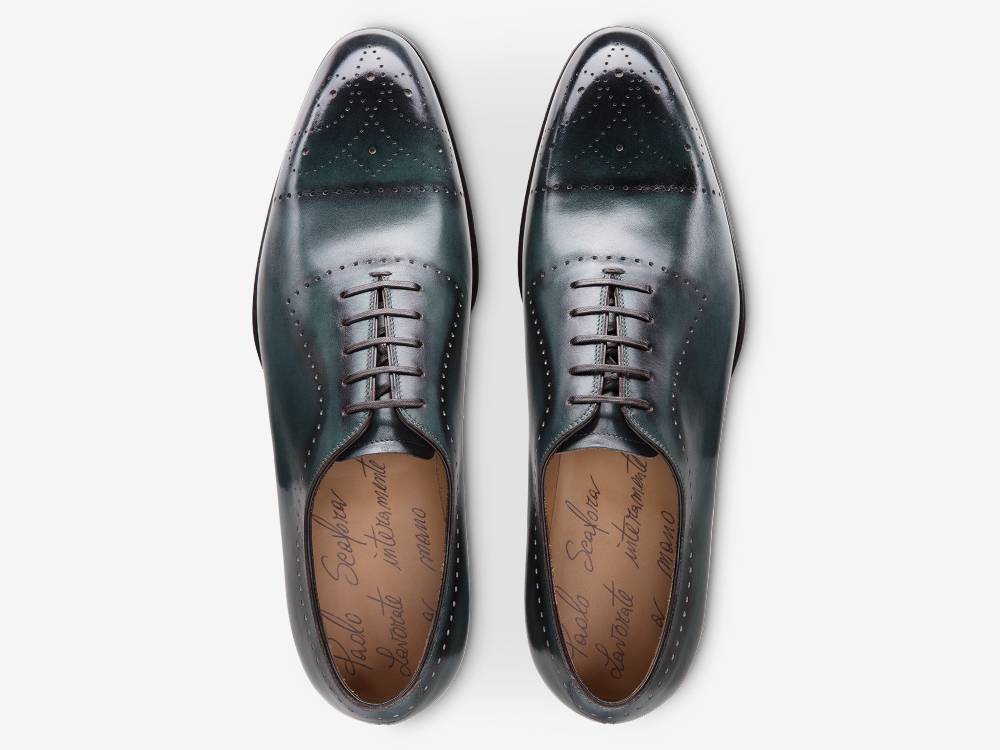 Paolo Sartori ART. 632 Oxford in pelle Anticata Turquoise Offerta