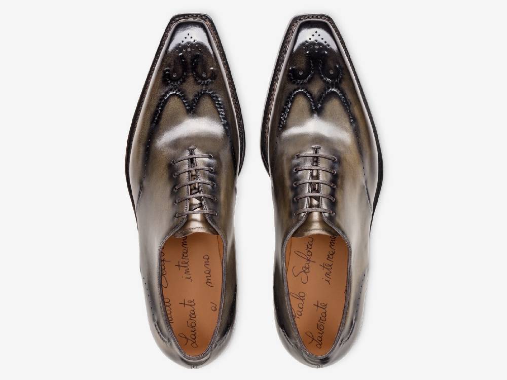 Paolo Sartori Art. 792 Oxford in Antiqued Verdegris Leather Outlet