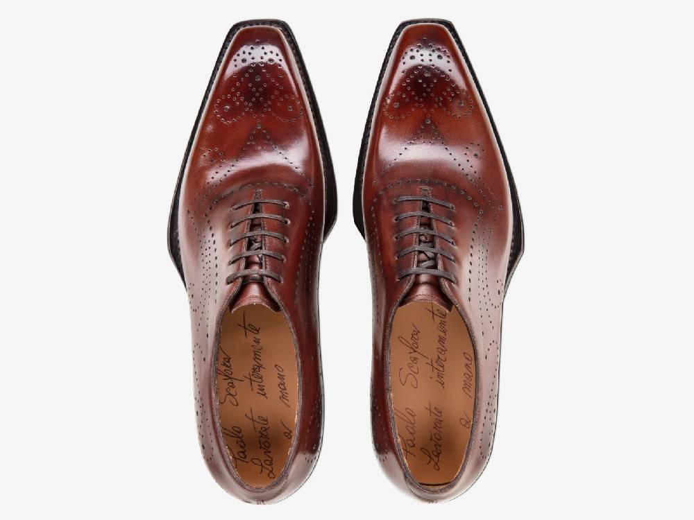 Paolo Sartori Art. 768 Oxford in Antiqued Positano Leather In Vendita