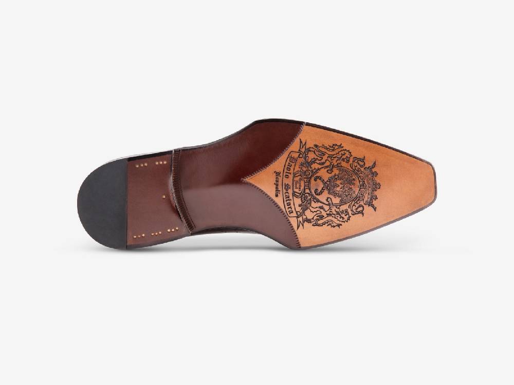 Paolo Sartori Art. 768 Oxford in Antiqued Positano Leather In Vendita