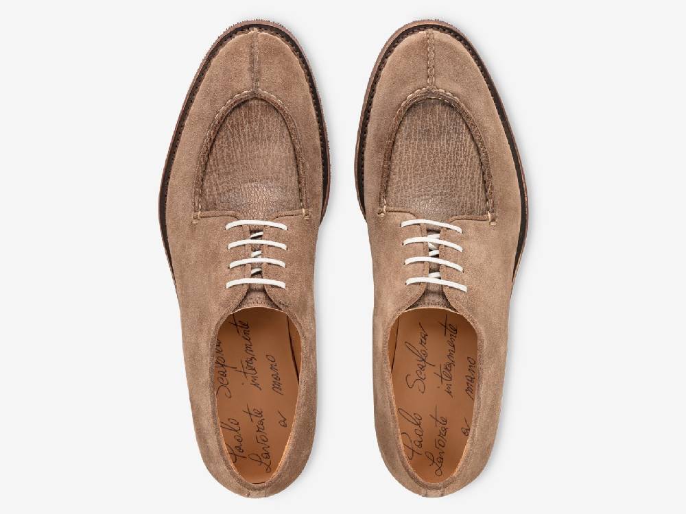 Paolo Sartori Art. 797 Derby in Cocco Suede and Shark Leather I Più Venduti
