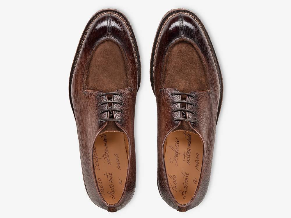 Paolo Sartori Art. 797 Derby in Montella Shark and Suede Leather Vendite Flash