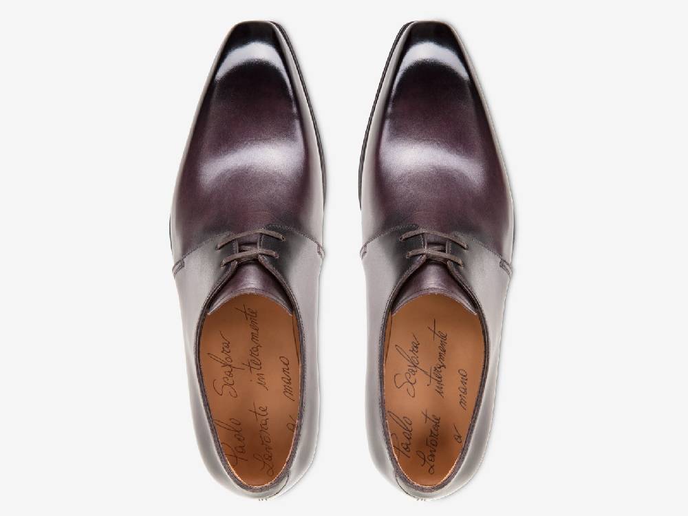 Paolo Sartori Art. 739 Derby in Antiqued Melanzana Leather Italia