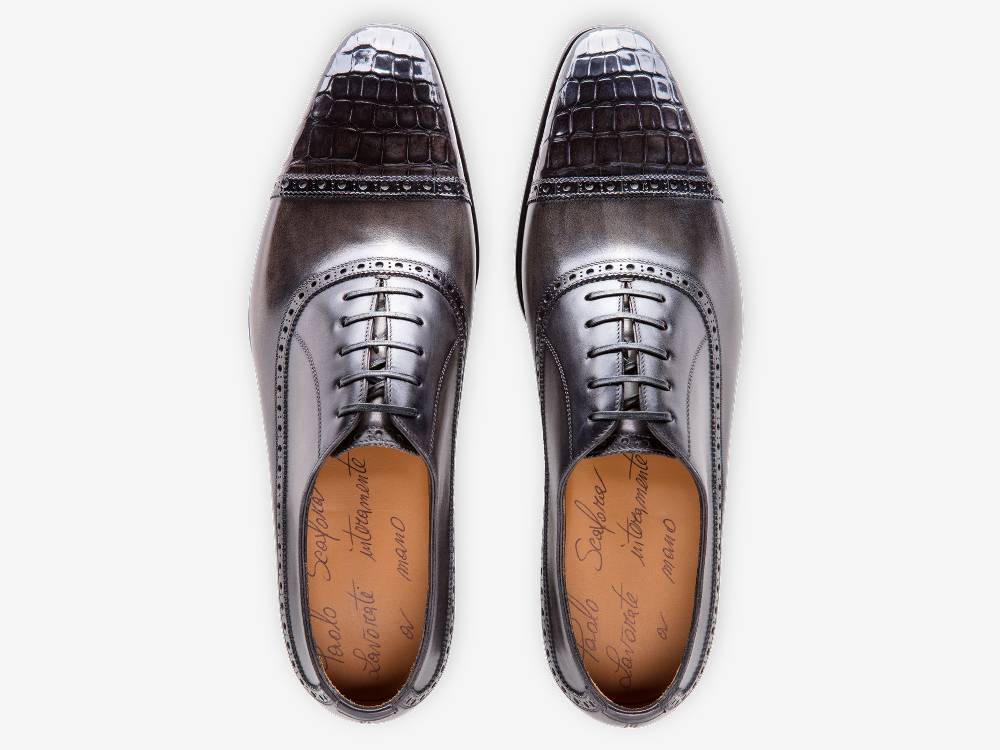 Paolo Sartori Art. 695 Oxford in pelle Anticata Grigio In Linea