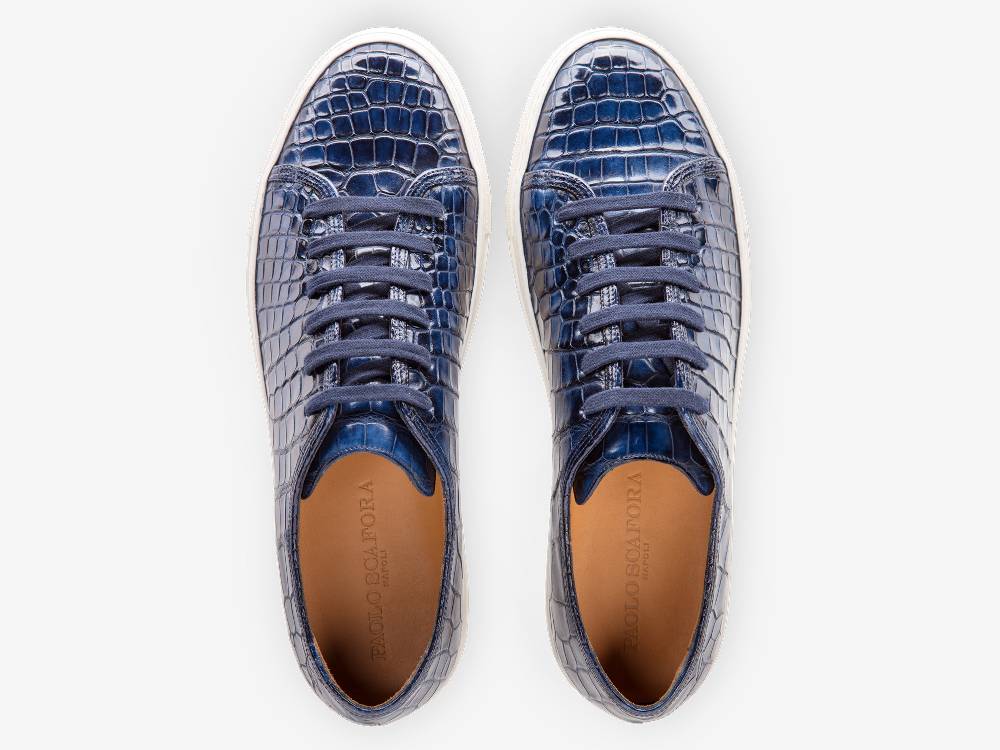 Paolo Sartori Art.Tenny1 Sneakers In Alligatore Anticata Oceano Promozione