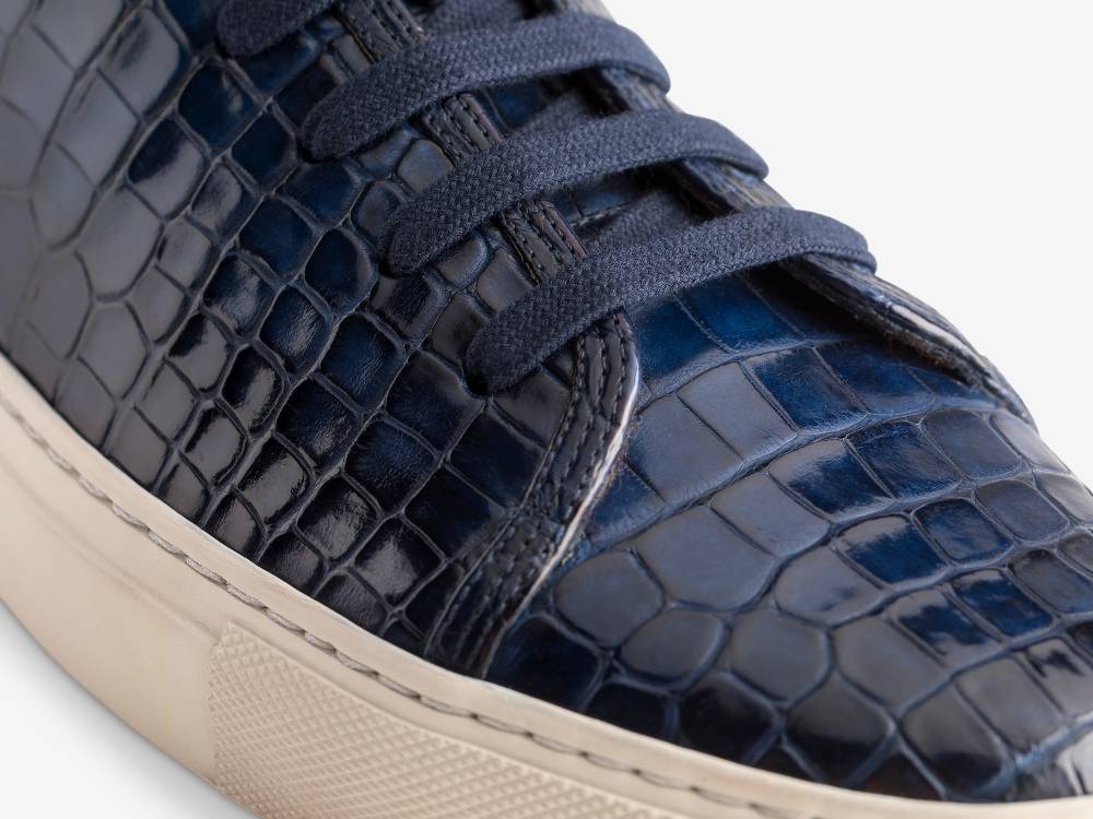 Paolo Sartori Art.Tenny1 Sneakers In Alligatore Anticata Oceano Promozione