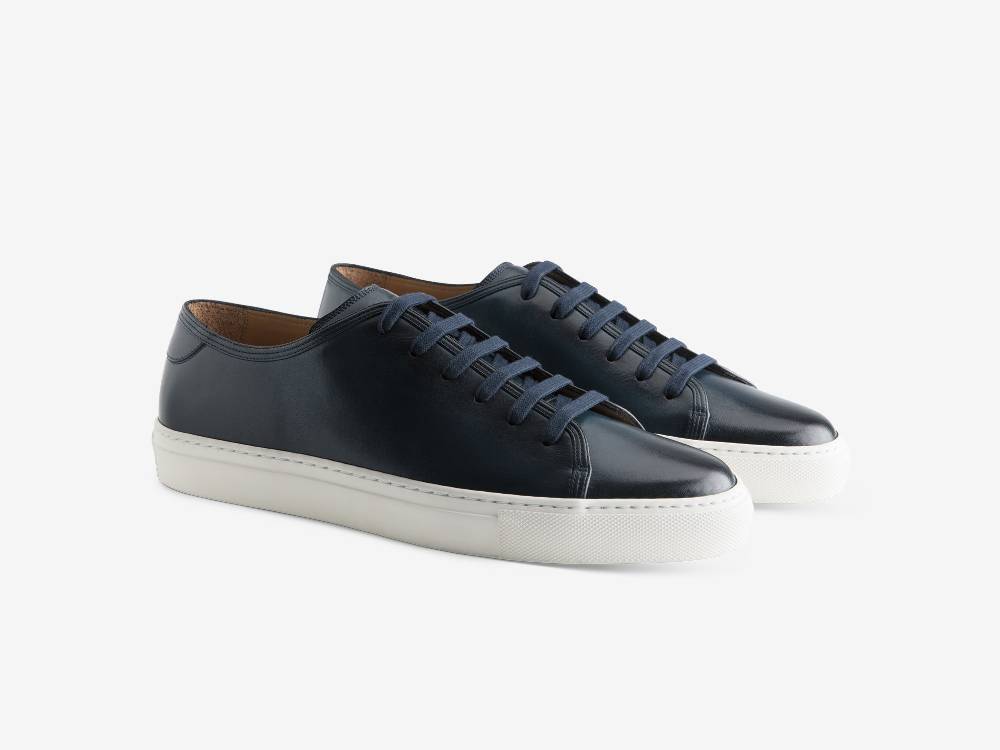 Paolo Sartori Art.Tenny1 Sneakers In Pelle Anticata Oceano Spedizione Gratuita