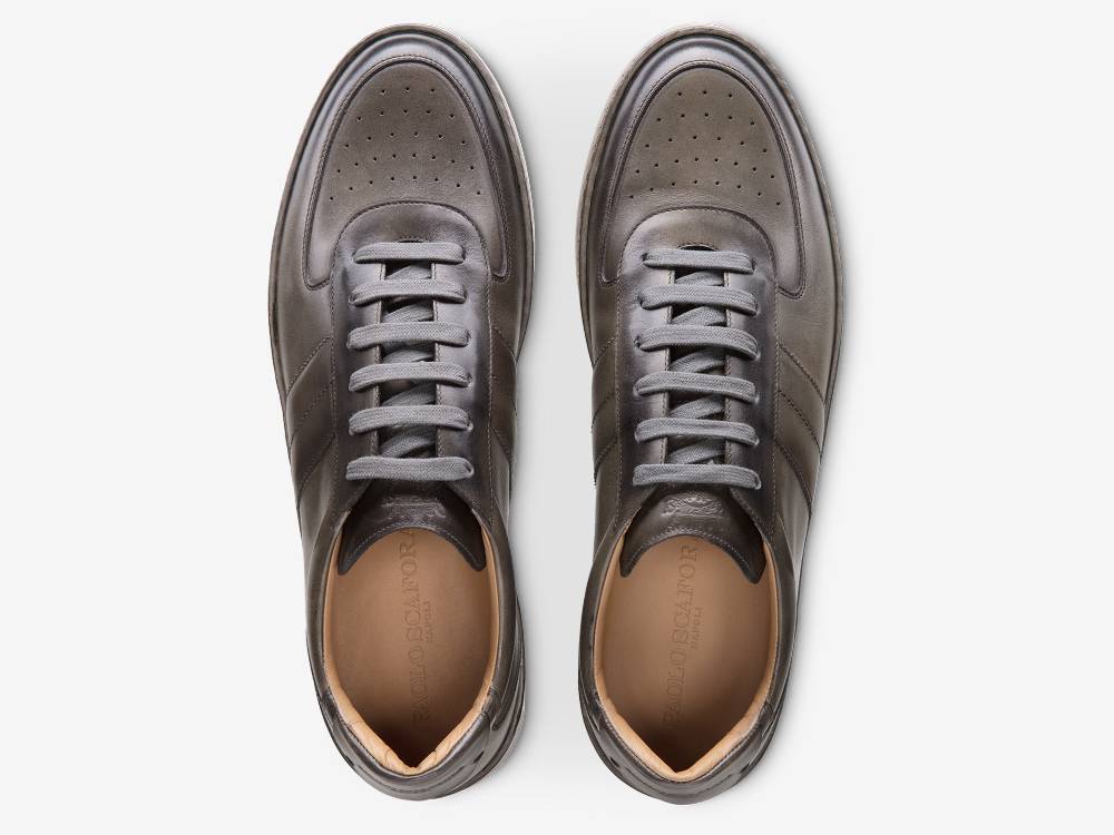 Paolo Sartori Art.Tenny2 Sneakers In Pelle Anticata Ardesia Qualità Garantita